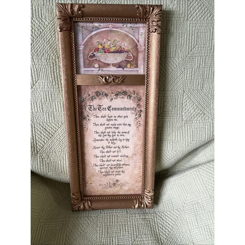 Vintage Home Interiors Ten Commandments Gold Framed Wall Art 20